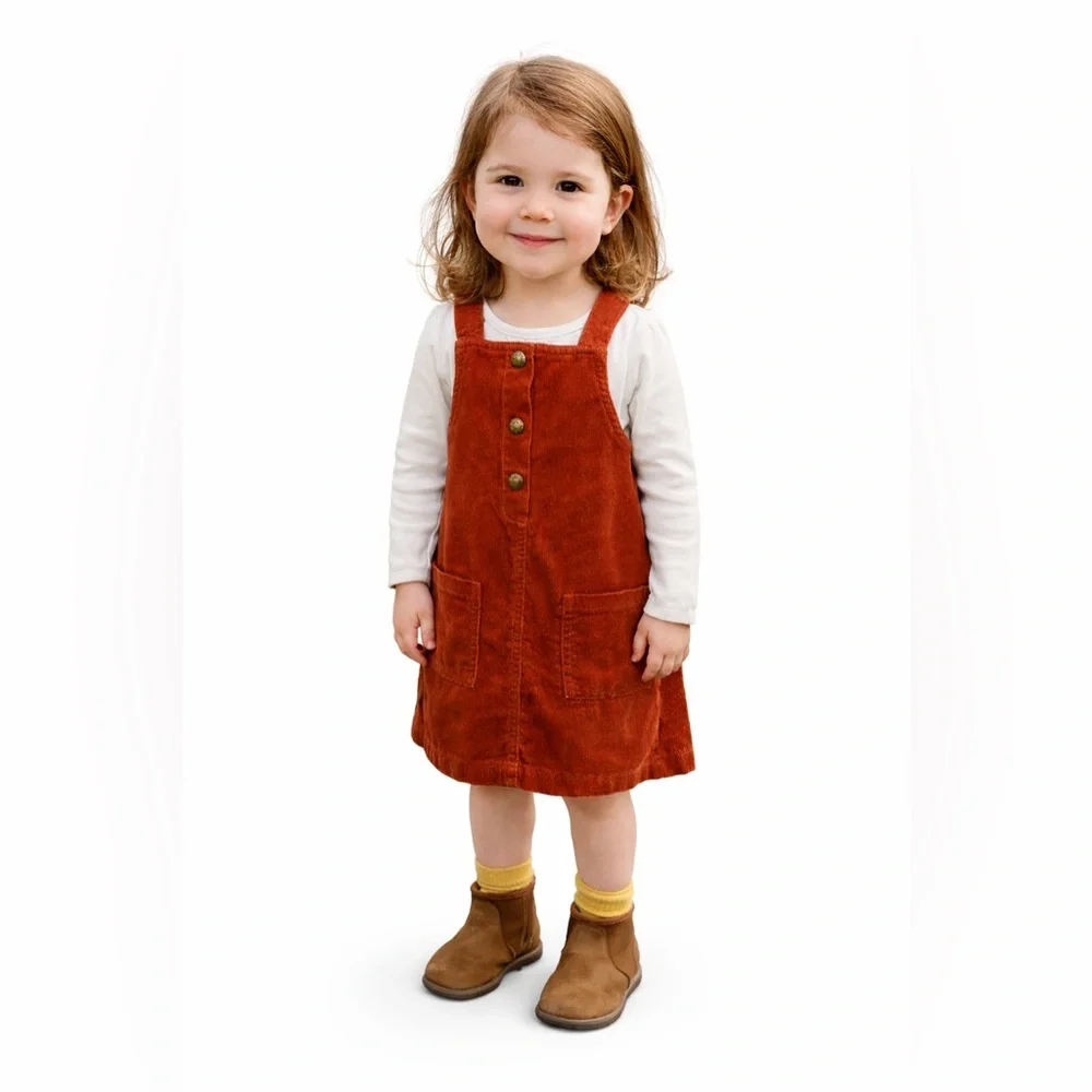 Old Navy Toddler Girls 4T Brown Corduroy Skirtall Jumper Dress